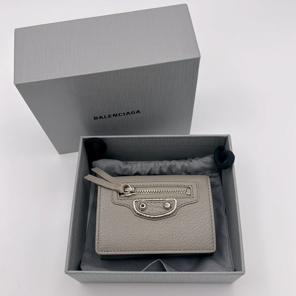 BALENCIAGA Neo classic Mini Wallet in Gray Grained Calfskin - Picture 5 of 15